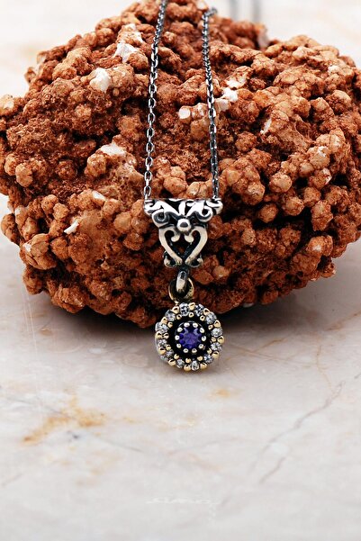 Sümer Telkari Pırlanta Model Tektaş Elişi Gümüş Kolye 7301