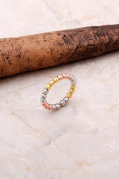 Sümer Telkari Dorika Altın Yaldızlı ve Rose 925 Ayar Gümüş Tamtur Yüzük 3056