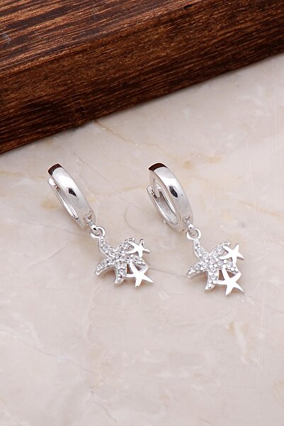 Sümer Telkari Deniz Yıldızı Sallantılı Gümüş Halka Küpe 4928