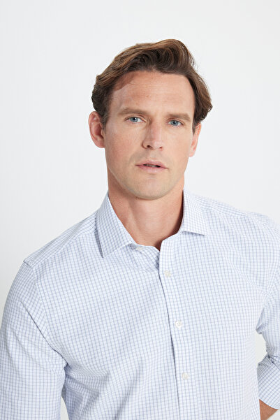 ALTINYILDIZ CLASSICS Ανδρικό πουκάμισο Dobby με κλασικό γιακά με λευκή μέντα Oxford Slim Fit