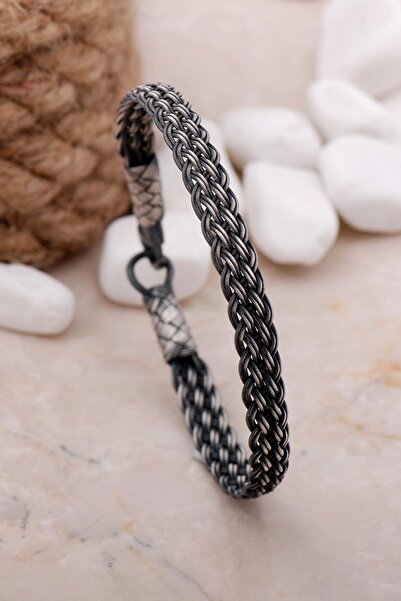 Sümer Telkari Kazaziye İşlemeli Gümüş El Örmesi Erkek Bileklik 3880