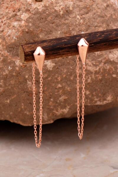 Sümer Telkari Taşsız Tasarım Rose Gümüş Zincir Küpe 6101