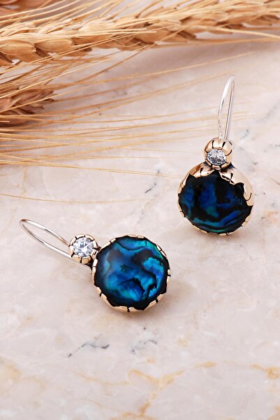 Sümer Telkari Okyanus Sedefi Elişi Gümüş Tasarım Küpe 5761