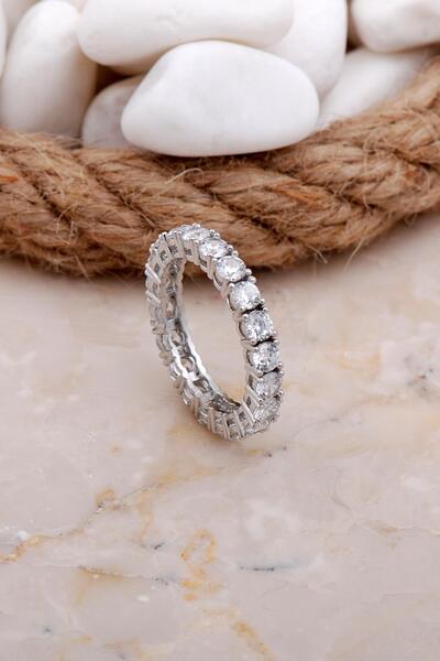 Sümer Telkari 3 Mm Su Yolu Tamtur Rodyumlu Gümüş Yüzük 3529