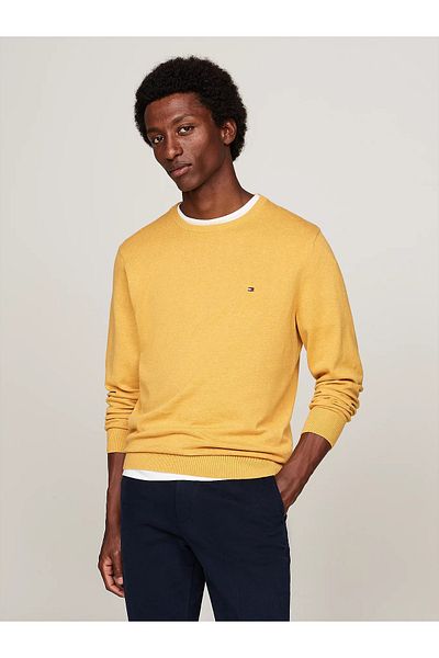 Tommy hilfiger yellow sweater mens top