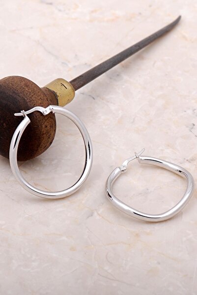 Sümer Telkari Dalga Tasarımlı Gümüş 34 Mm Halka Küpe 4980