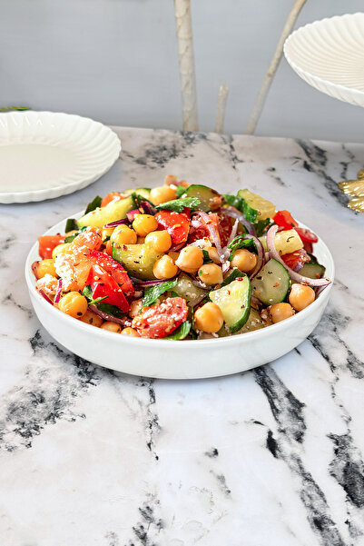 MAY HOME Porselen Derin Salata Kasesi & Büyük Boy Sunum Servis Kasesi 24 Cm