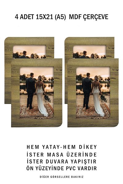 yhfoto 4 Pieces 15X21 Wooden Photo Frame - Mdf Tape Frame