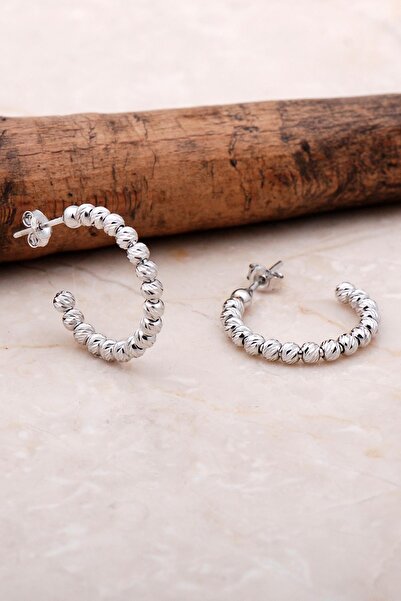 Sümer Telkari Dorica Rodyumlu Gümüş 21 Mm Halka Küpe 5029