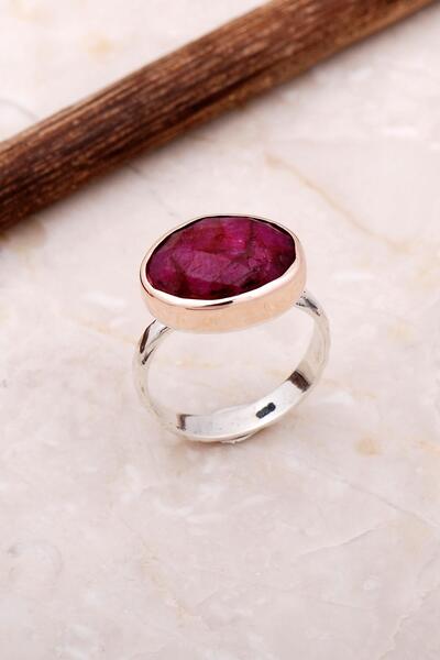 Sümer Telkari Kök Yakut Elişi Trend Tasarım Gümüş Yüzük 3054