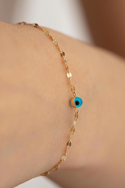 Bayar Gold Altın Mavi Gözlü Zarif Aynalı Bileklik