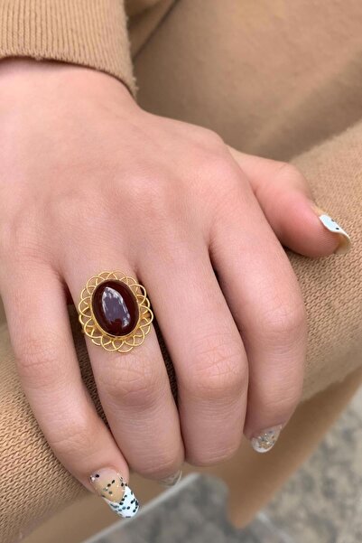 Bayar Gold 14 Ayar Altın Akik Bükme Tel Yüzük