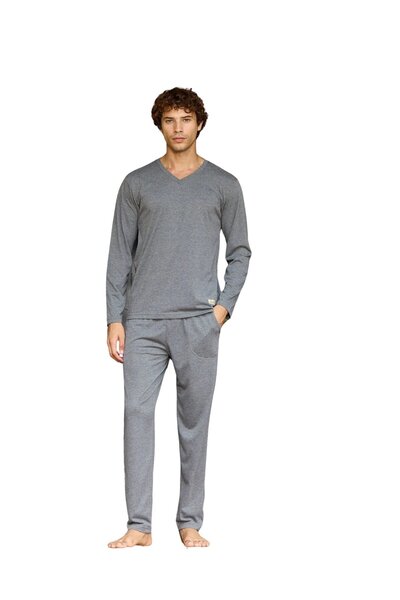 KLY طقم بيجامة رجالي برقبة على شكل حرف V 9135