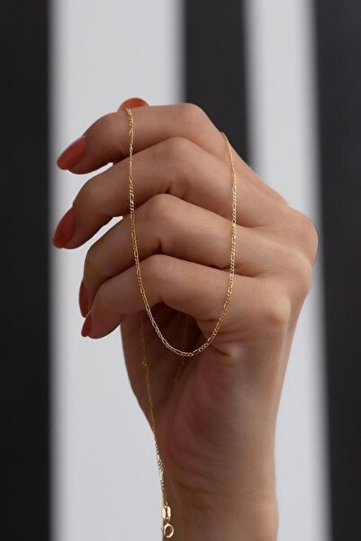 Bayar Gold 14 Ayar Altın Zarif Figaro Zincir Kolye