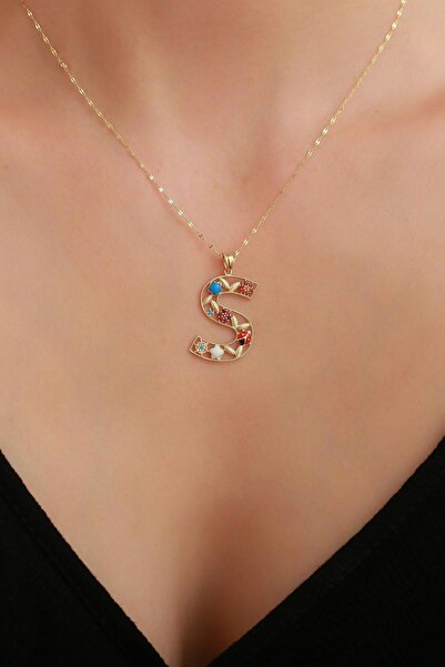 Bayar Gold 14 Ayar Altın S Harf Çiçek Kolye