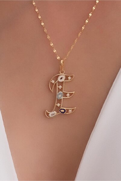 Bayar Gold 14 Ayar Altın E Harf Göz Kolye