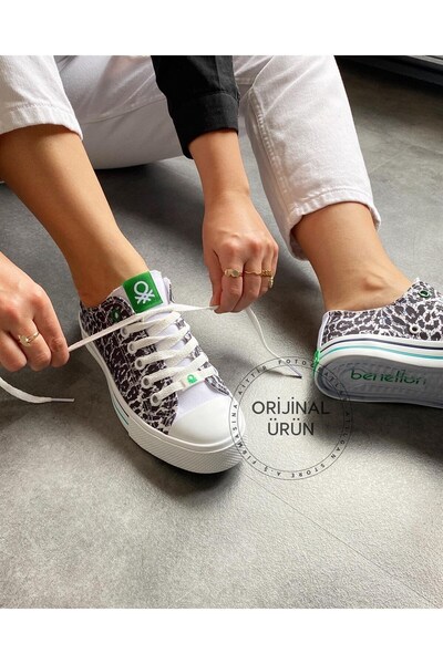 United Colors of Benetton BNT-30179 Benetton Keten Kadın&Çocuk Spor Ayakkabı - Beyaz S.& Leo