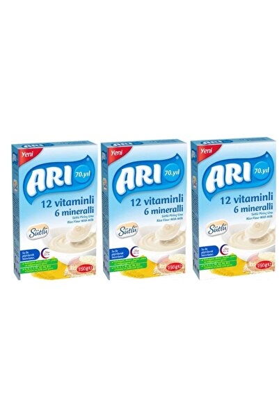 Arı Mama Arı 12 Vitaminli 6 Mineralli Sütlü Pirinçli Sade 250 Gr - 3 Adet