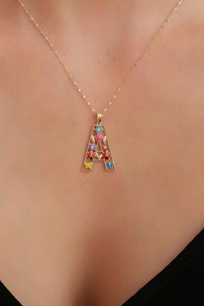 Bayar Gold 14 Ayar Altın A Harf Çiçek Kolye