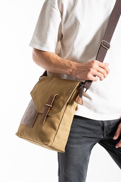 Fiyaka GK62 Μπεζ πάνινη τσάντα Messenger - Πολλαπλών διαμερισμάτων, Universite Daily, Τσάντα Tablet MacBook