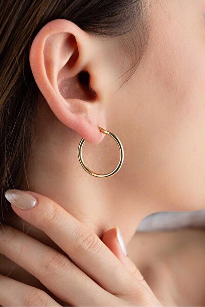 Bayar Gold 14 Ayar Altın Klasik Halka Küpe