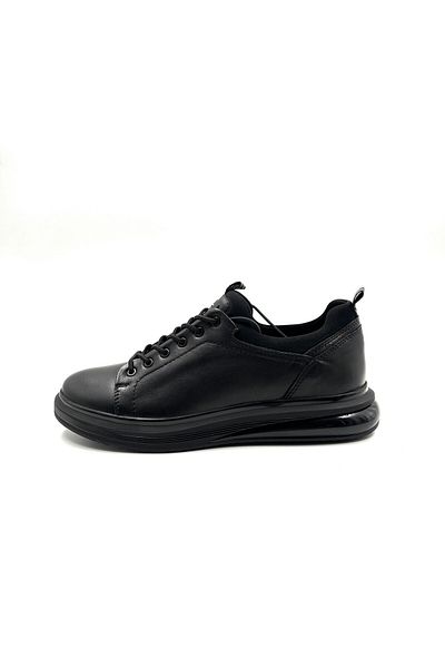 MARCOMEN 18366 Μαύρα ανδρικά casual δερμάτινα αθλητικά παπούτσια