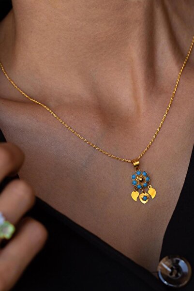 Bayar Gold 14 Ayar Altın Firuze Papatya Kolye