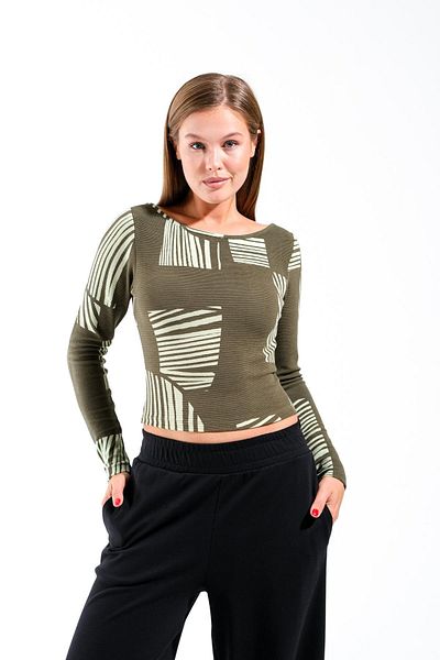 Signature Style 724303 _T-shirt crop cu mânecă lungă pentru femei