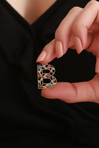 Bayar Gold 14 Ayar Altın B Harf Çiçek Kolye Ucu