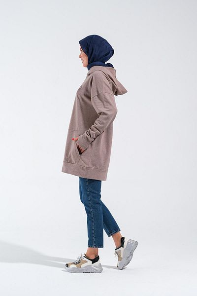 Plistre 1596_ Κεντημένο φούτερ Hijab Oversize Μεγάλο Μέγεθος Φαρδιά Εφαρμογή