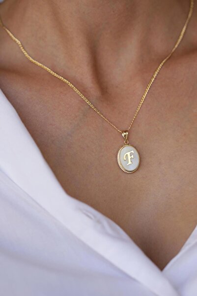 Bayar Gold 14 Ayar Altın F Harfli Sedef Kolye