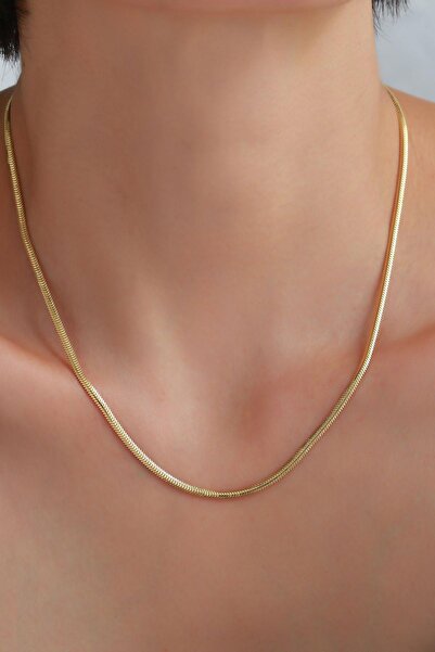 Bayar Gold 14 Ayar Altın Balık Sırtı Kalın Zincir Kolye 2,6 mm