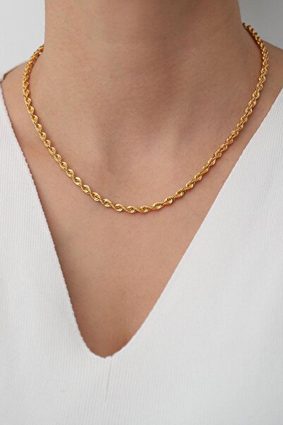 Bayar Gold 14 Ayar Altın 10 Mikron Kalın Halat (Burgu) Zincir Kolye