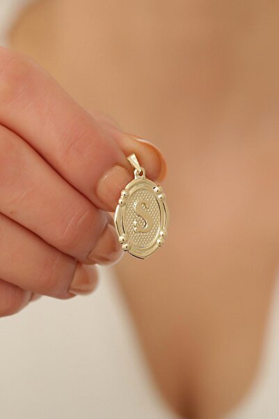 Bayar Gold 14 Ayar Altın S Harfli Retro Kolye Ucu