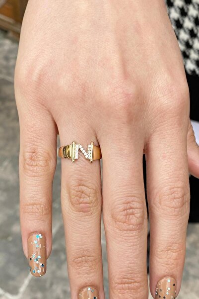 Bayar Gold 14 Ayar Altın Taşlı N Harf Yüzük