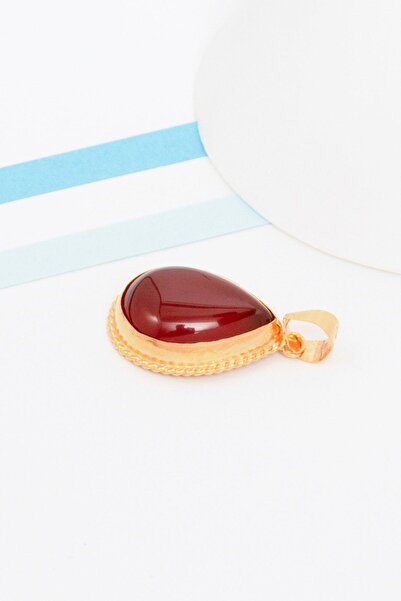 Bayar Gold 14 Ayar Altın Akik Taşlı Damla Kolye Ucu