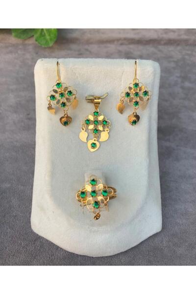 Bayar Gold 14 Ayar Altın Pullu Rubi Yakut Set