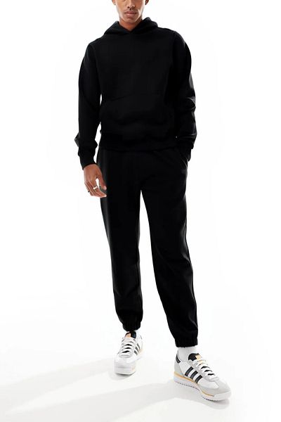 ruNadeS Men's 3 Thread Oversize Hooded Tracksuit Set with Elastic Legs - Home Wear