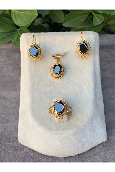 Bayar Gold 14 Ayar Altın Güneş Model Oniks Taşlı Set