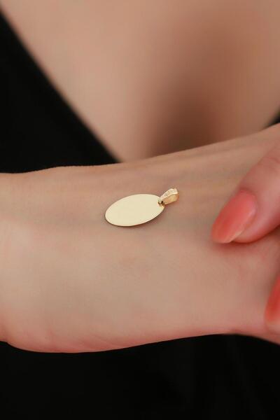 Bayar Gold 14 Ayar Altın Oval Plakalı Kolye Ucu