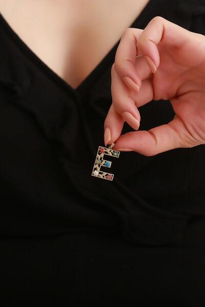 Bayar Gold 14 Ayar Altın E Harf Çiçek Kolye Ucu