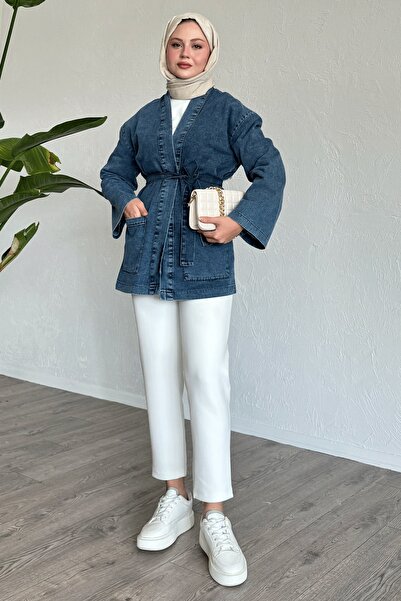 InStyle Öves kék farmer kimonó