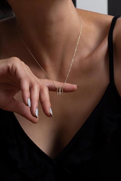 Bayar Gold 14 Ayar Altın İ Harfi Taşlı Kolye