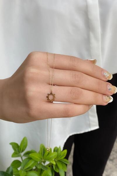 Bayar Gold 14 Ayar Altın Güneşli Plaka Kolye