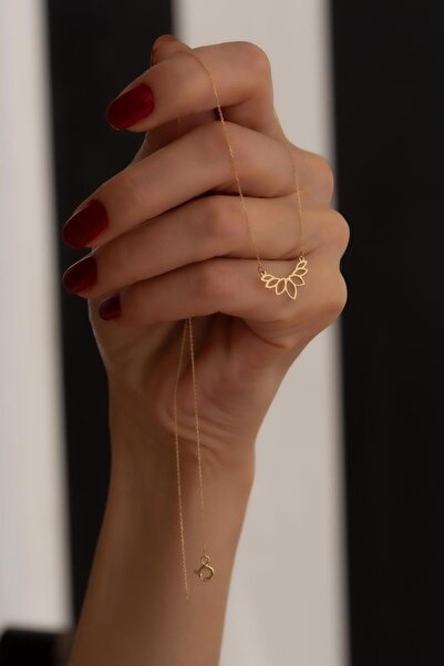 Bayar Gold 14 Ayar Altın Açık Lotus Kolye