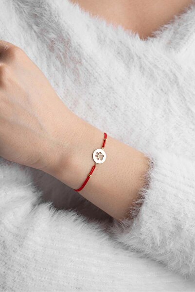 Bayar Gold 14 Ayar Altın Kırmızı İpli Pati Bileklik