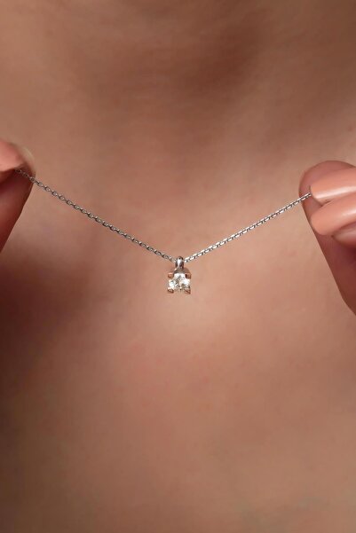 Bayar Gold 14 Ayar Altın Pırlanta Tek Taş Kolye