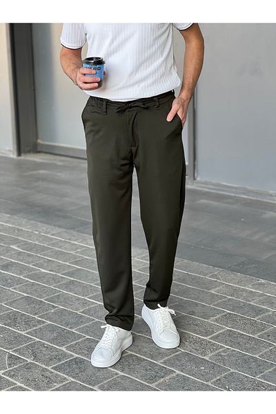 ElitWear Ανδρικό φαρδύ παντελόνι Chino με ελαστική μέση και κορδόνι