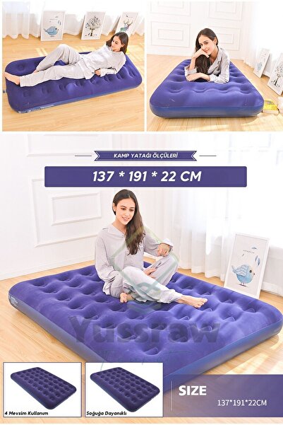 Elioure şişme kamp yatağı Çift Kişilik Şişme Yatak Pompa Ve 2 Yastık Dahil
