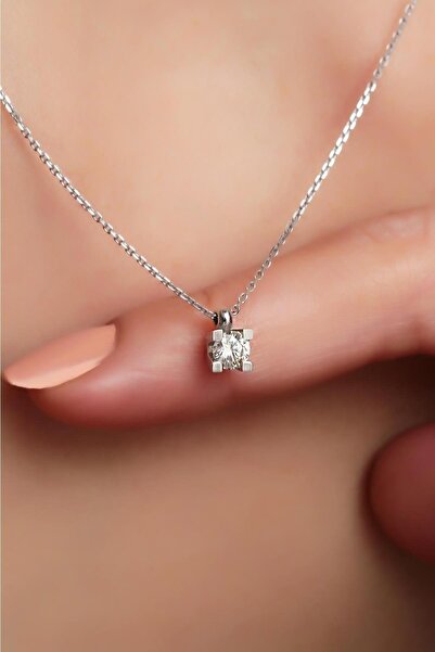 Bayar Gold 14 Ayar Altın Pırlanta Tek Taş Kolye